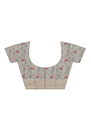 floral printed saree with blouse - 17415937 - Standard Image - 5