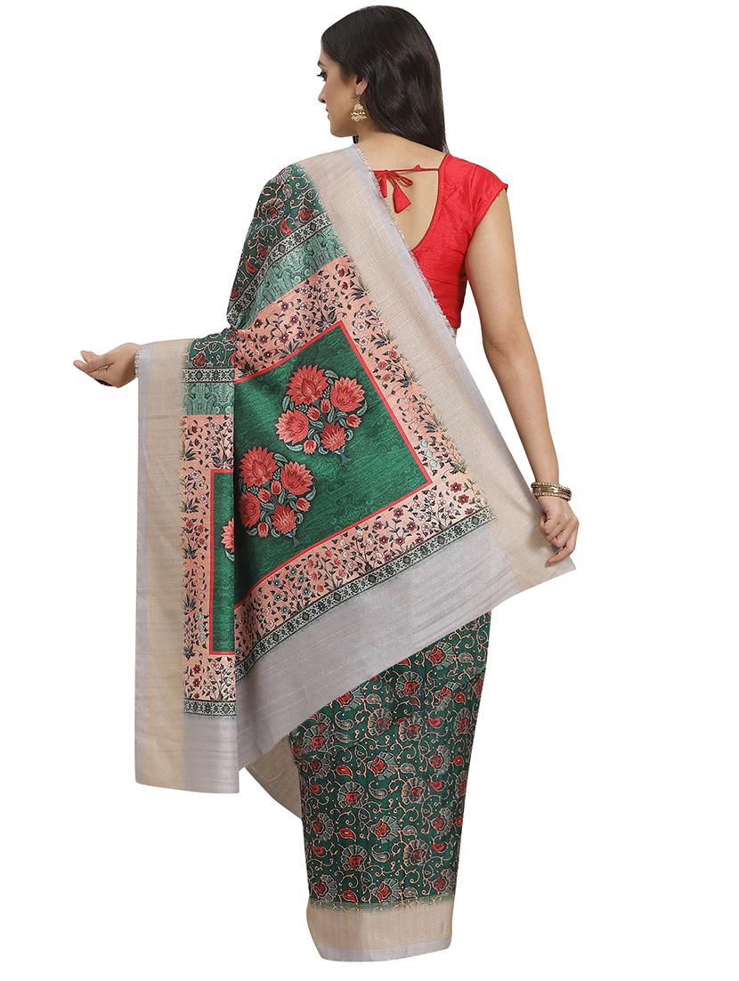 floral printed saree with blouse - 17415937 - Zoom Image - 2
