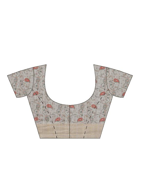 floral printed saree with blouse - 17415937 - Zoom Image - 5