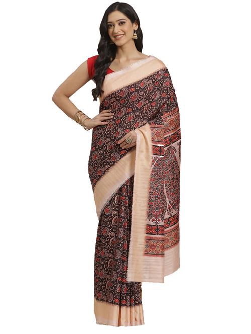 block printed saree with blouse - 17415939 - Standard Image - 1