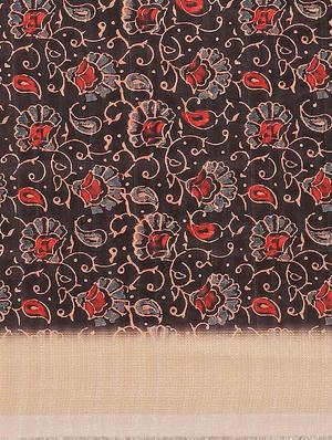 block printed saree with blouse - 17415939 - Standard Image - 4