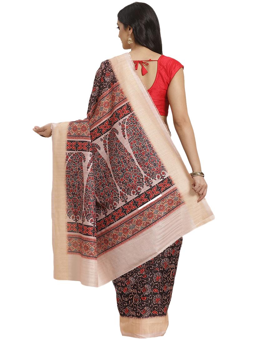 block printed saree with blouse - 17415939 - Zoom Image - 2