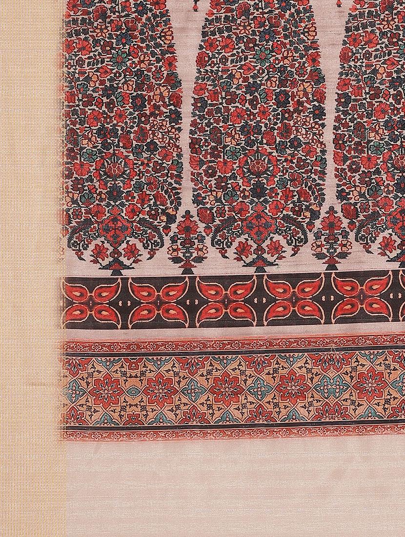 block printed saree with blouse - 17415939 - Zoom Image - 3