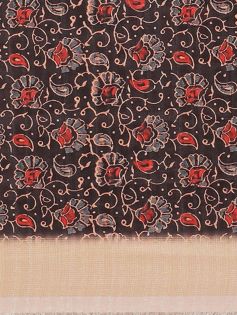 block printed saree with blouse - 17415939 - Zoom Image - 4