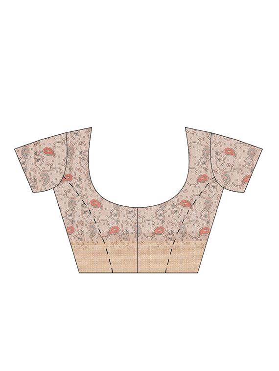 block printed saree with blouse - 17415939 - Zoom Image - 5