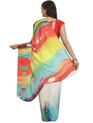 abstract printed saree with blouse - 17415948 - Standard Image - 2