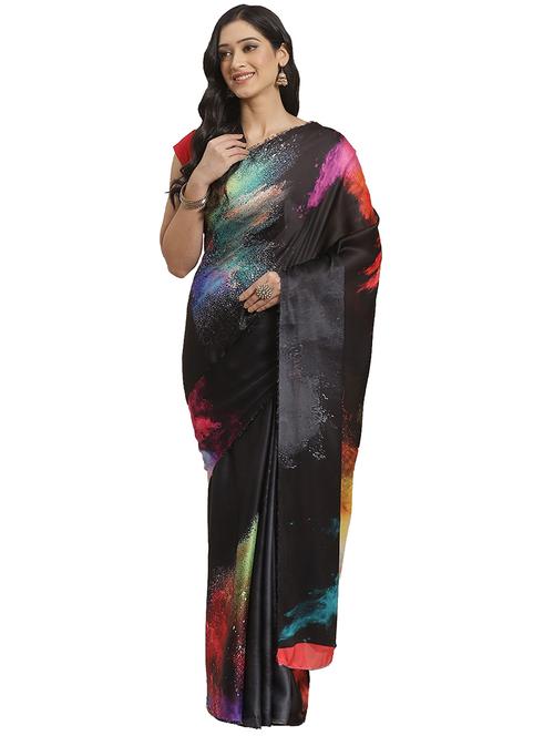 abstract printed saree with blouse - 17415950 - Standard Image - 1