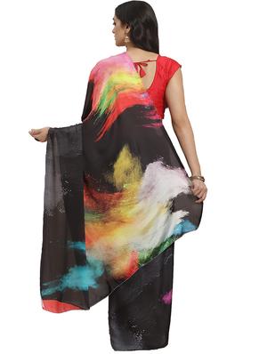 abstract printed saree with blouse - 17415950 - Standard Image - 2