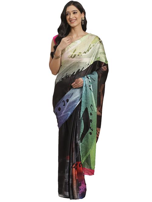 abstract printed saree with blouse - 17415952 - Standard Image - 1