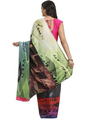 abstract printed saree with blouse - 17415952 - Standard Image - 2