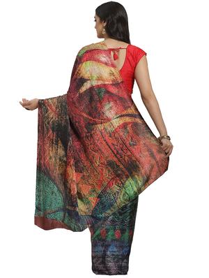 abstract printed saree with blouse - 17415953 - Standard Image - 2