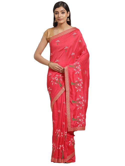 tonal embroidered saree with blouse - 17415962 - Standard Image - 1