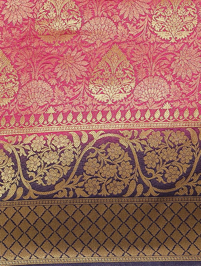 self design zari work woven saree with blouse - 17415978 - Zoom Image - 4