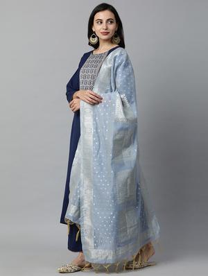 navy cotton kurta palazzo set - 17415991 - Standard Image - 3
