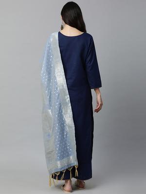 navy cotton kurta palazzo set - 17415991 - Standard Image - 4