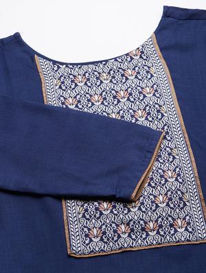 navy cotton kurta palazzo set - 17415991 - Standard Image - 5