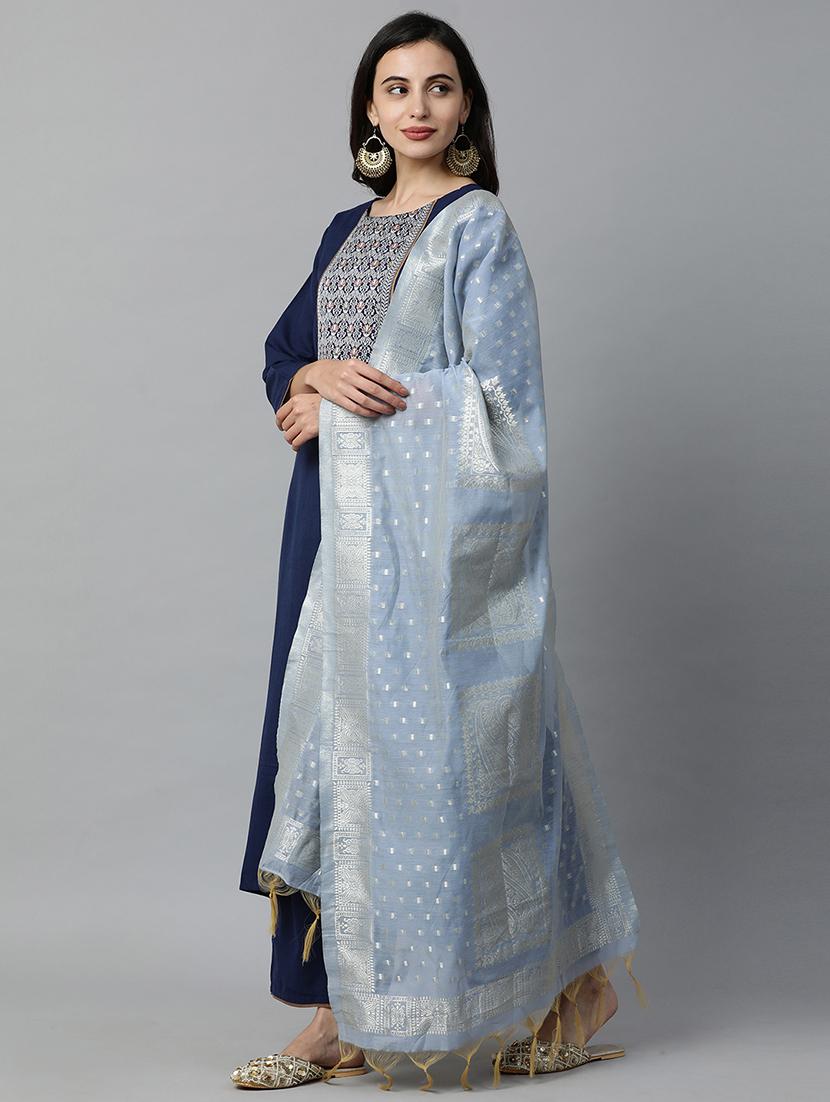 navy cotton kurta palazzo set - 17415991 - Zoom Image - 3
