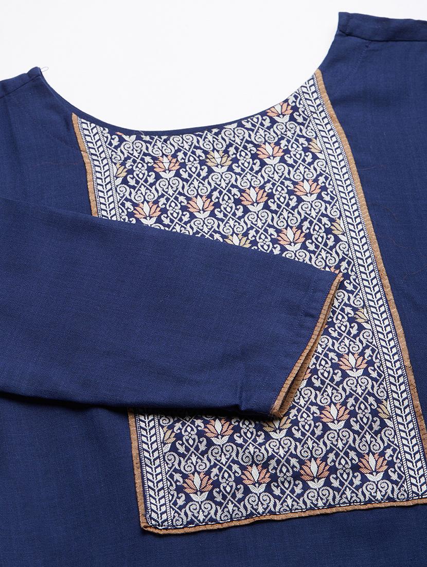 navy cotton kurta palazzo set - 17415991 - Zoom Image - 5