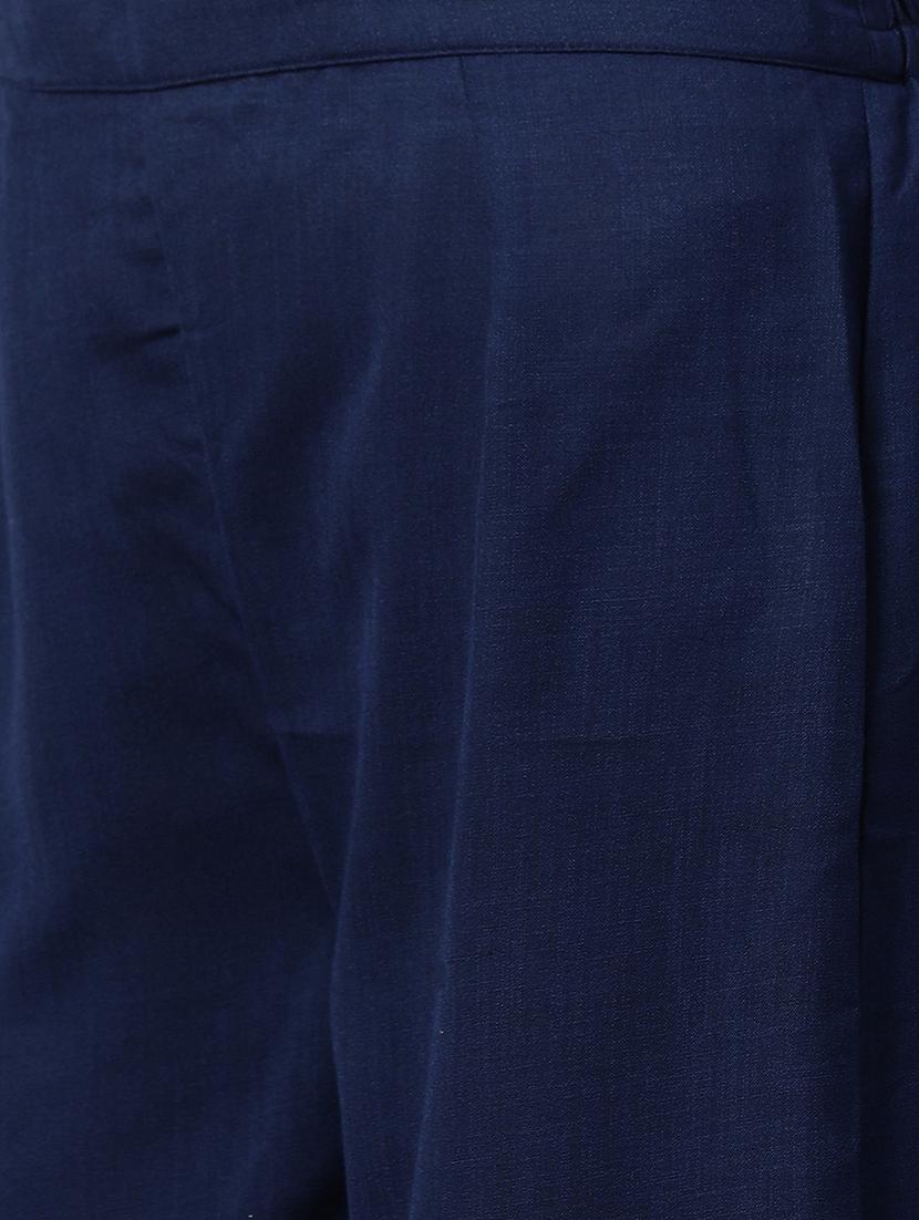 navy cotton kurta palazzo set - 17415991 - Zoom Image - 7