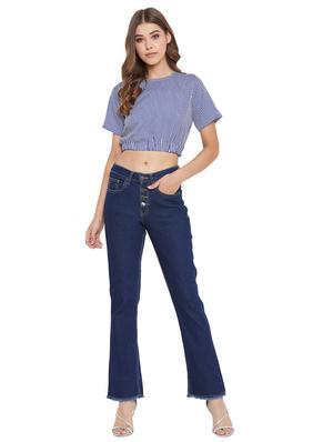 round neck striped crop top - 17416090 - Standard Image - 4