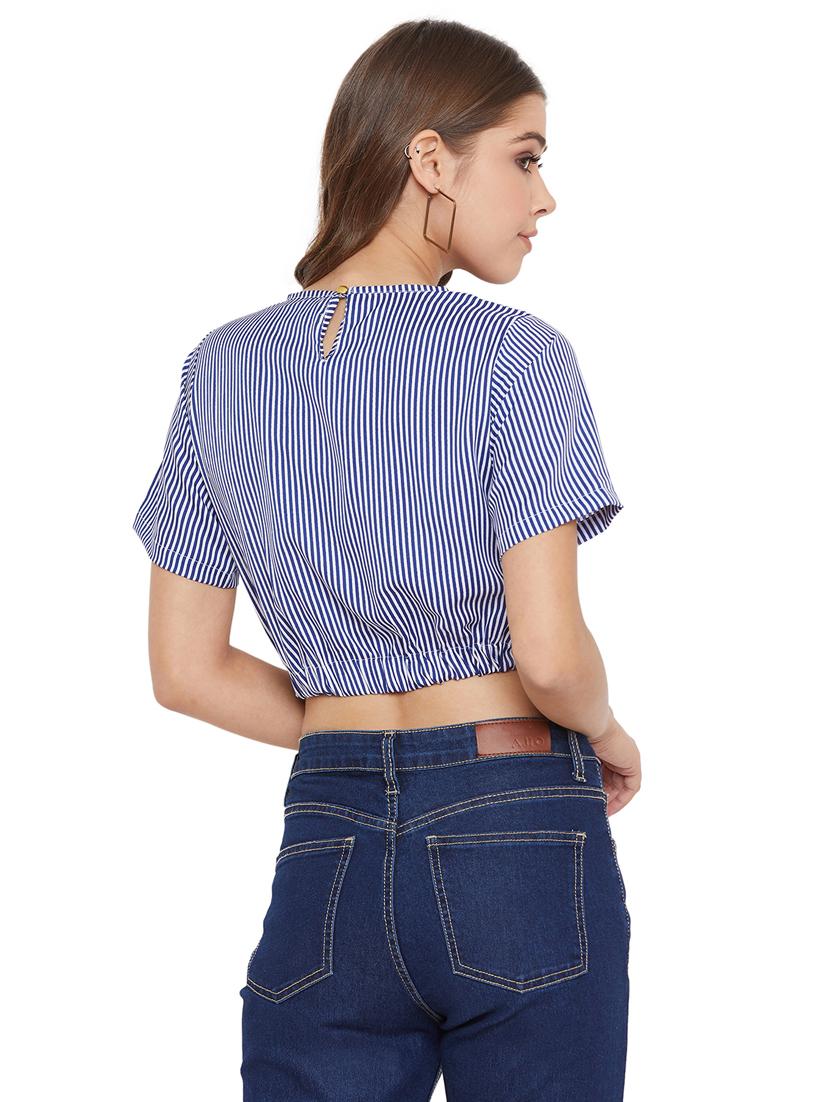 round neck striped crop top - 17416090 - Zoom Image - 3