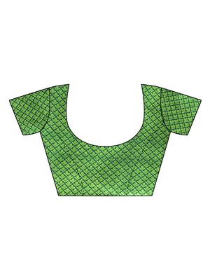 contrast printed saree with blouse - 17416438 - Standard Image - 3