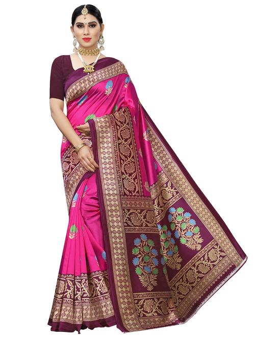 magenta printed saree with blouse - 17416450 - Standard Image - 1