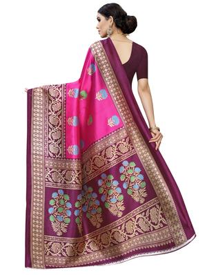 magenta printed saree with blouse - 17416450 - Standard Image - 2