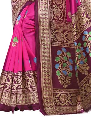 magenta printed saree with blouse - 17416450 - Standard Image - 4