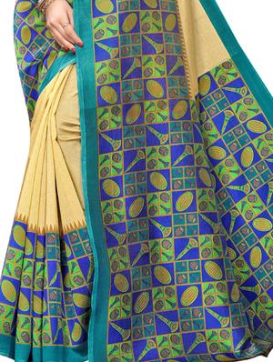solid printed saree with blouse - 17416462 - Standard Image - 4