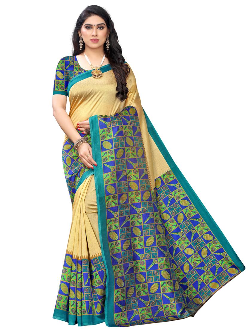 solid printed saree with blouse - 17416462 - Zoom Image - 1