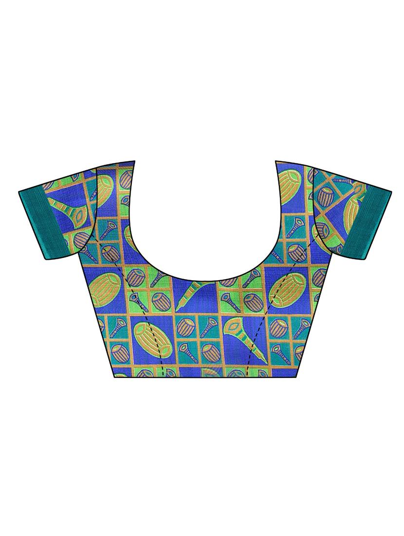 solid printed saree with blouse - 17416462 - Zoom Image - 3