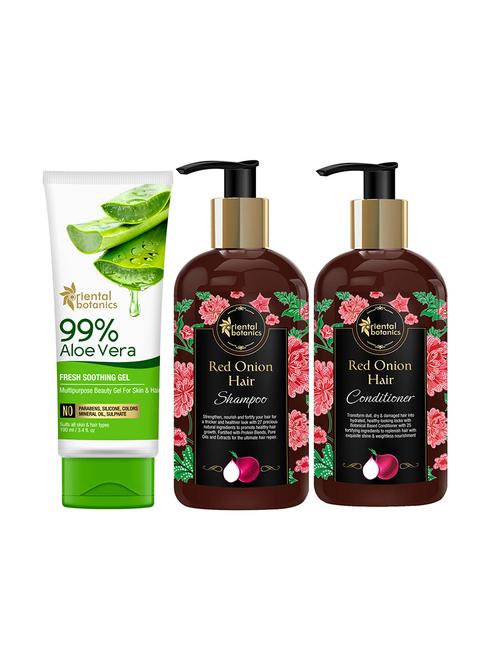 oriental botanics red onion combo | shampoo + conditioner (300ml each) + 99% aloe vera gel - 17416493 - Standard Image - 1