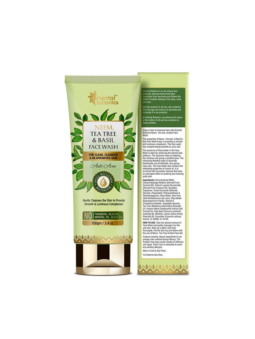oriental botanics neem, tea tree and basil anti acne face wash 100ml - 17416518 - Zoom Image - 3