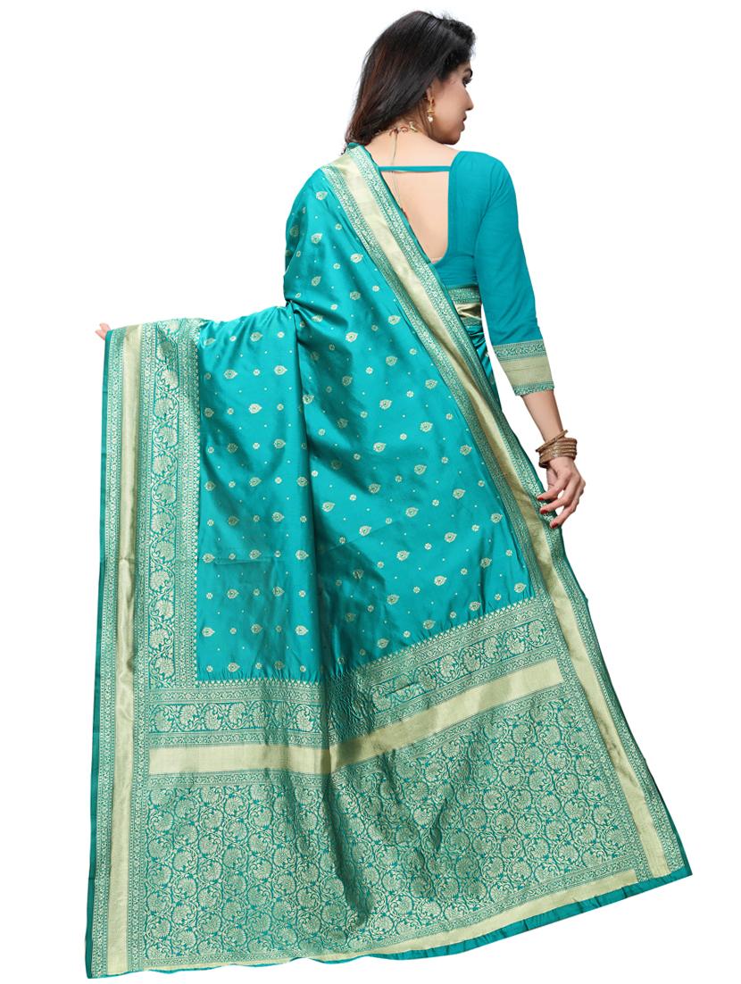 ethnic motifs woven saree with blouse - 17416739 - Zoom Image - 2