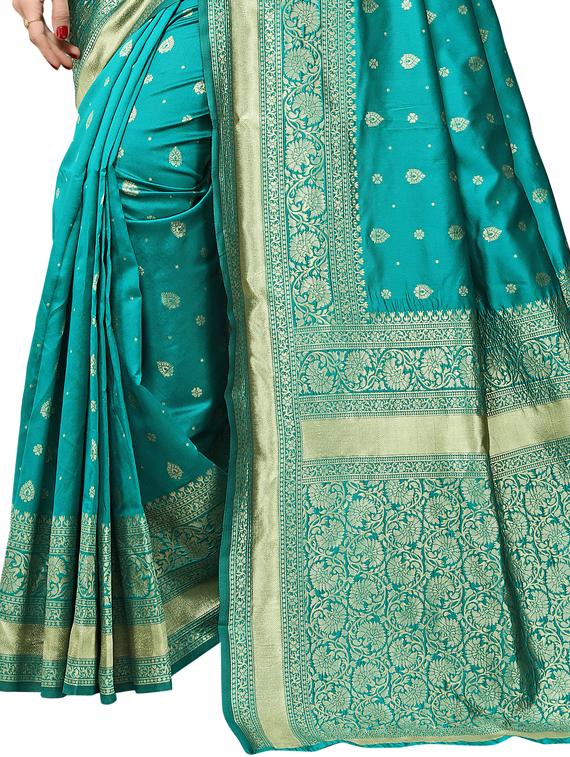 ethnic motifs woven saree with blouse - 17416739 - Zoom Image - 4