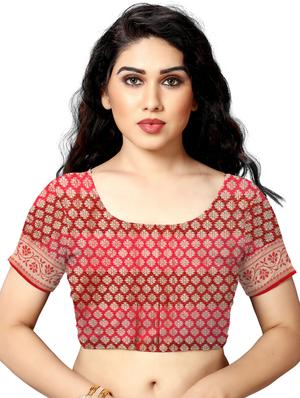 checkered banarasi saree with blouse - 17416754 - Standard Image - 3
