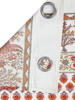 screen print cotton white and orange floral door curtain single pc - 17417037 - Standard Image - 3