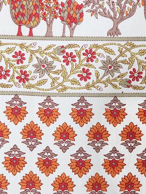 screen print cotton white and orange floral door curtain single pc - 17417037 - Standard Image - 4