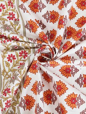 screen print cotton white and orange floral door curtain single pc - 17417037 - Standard Image - 5