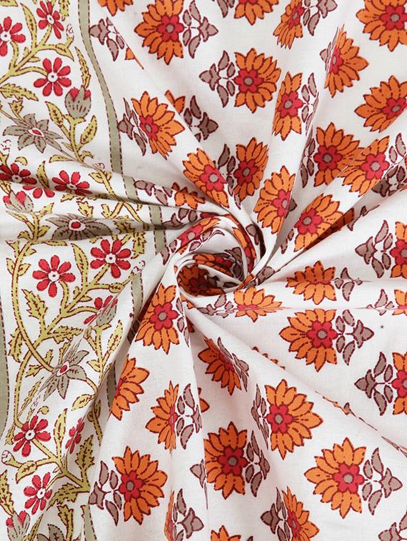 screen print cotton white and orange floral door curtain single pc - 17417037 - Zoom Image - 5