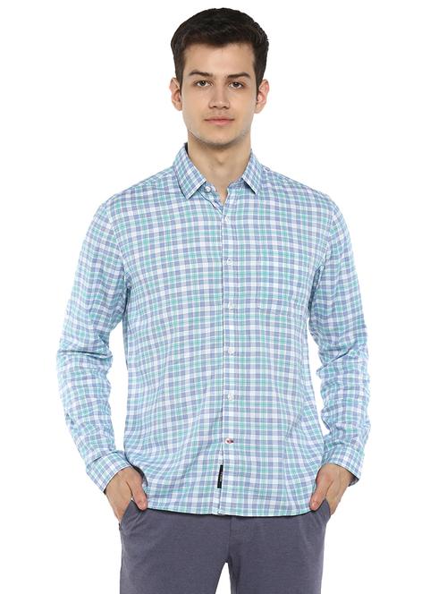 blue checkered casual shirt - 17417486 - Standard Image - 1