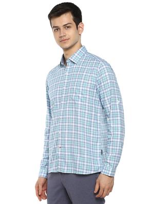 blue checkered casual shirt - 17417486 - Standard Image - 2