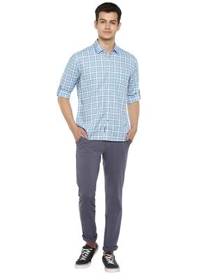 blue checkered casual shirt - 17417486 - Standard Image - 4