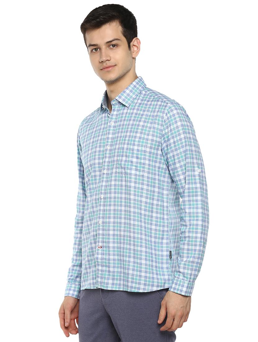 blue checkered casual shirt - 17417486 - Zoom Image - 2