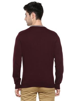 maroon solid pullover - 17417502 - Standard Image - 3