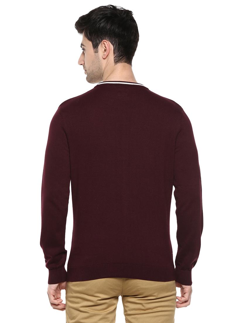 maroon solid pullover - 17417502 - Zoom Image - 3