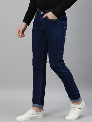 navy blue plain denim jeans - 17417561 - Standard Image - 2