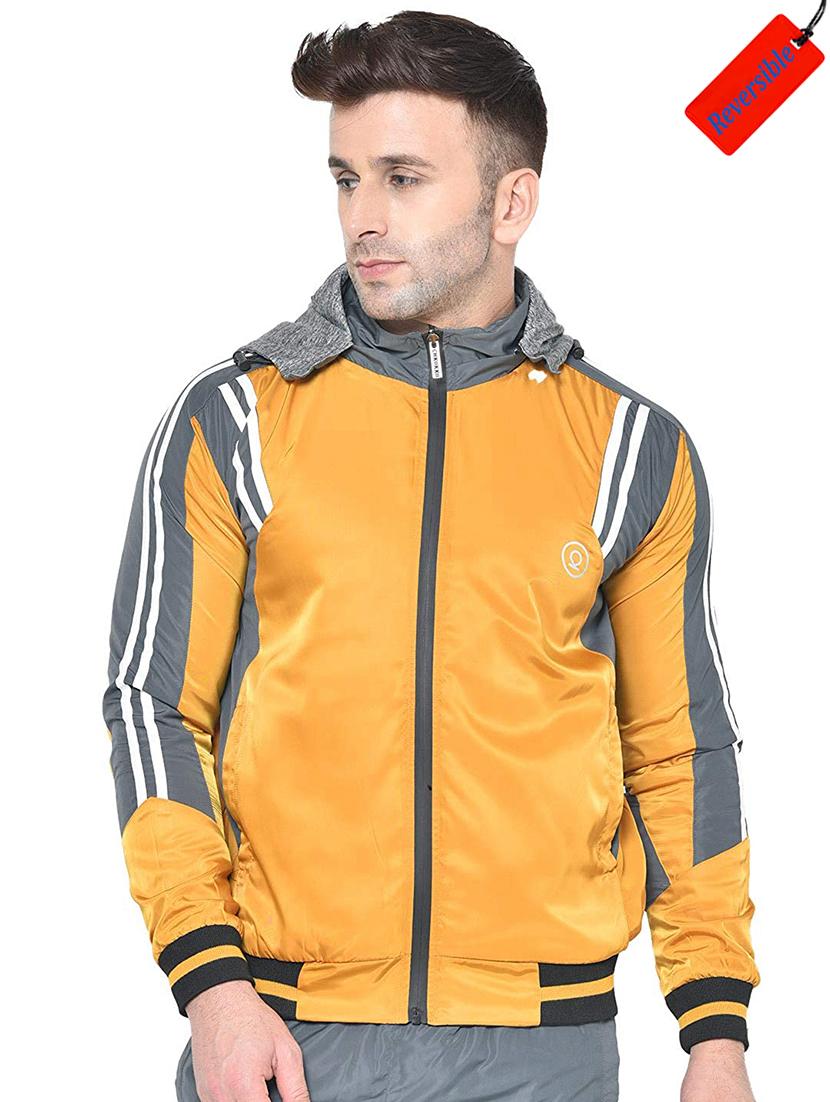 yellow color block reversible casual jacket - 17418087 - Zoom Image - 1