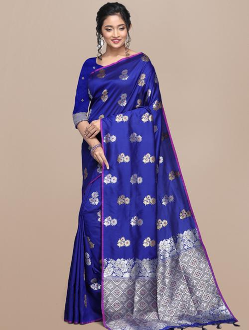 floral banarasi saree with blouse - 17418387 - Standard Image - 1